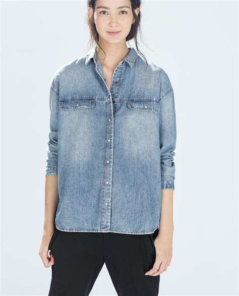 zara oversized denim shirt.